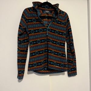 Geometric pattern fleece sweater 1/4 zip